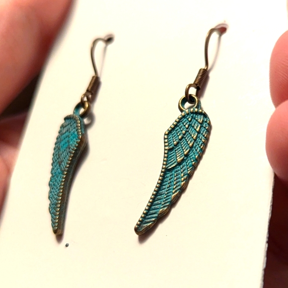 Turquoise Feather Earrings - Picture 4 of 4